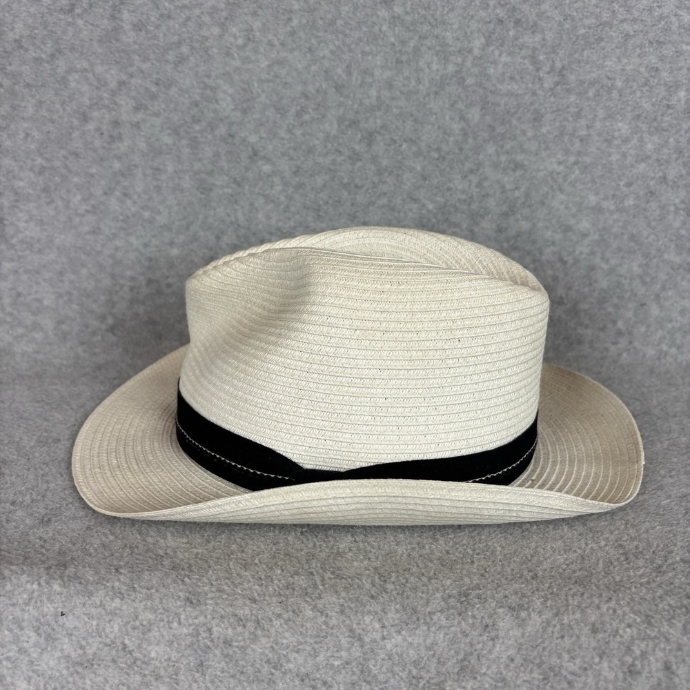 Bigalli Tradition Mens Straw Woven Black Ribbon Accent Panama Hat Beige XL